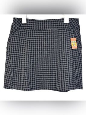 Title Nine NWT Black gray Houndstooth Ponte Skirt Size Large